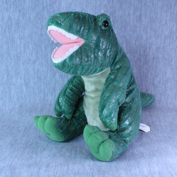 Dinosaur Plush Stuffed Textured Skin Toy Dino Green 11" Sitting - Picture 1 of 9